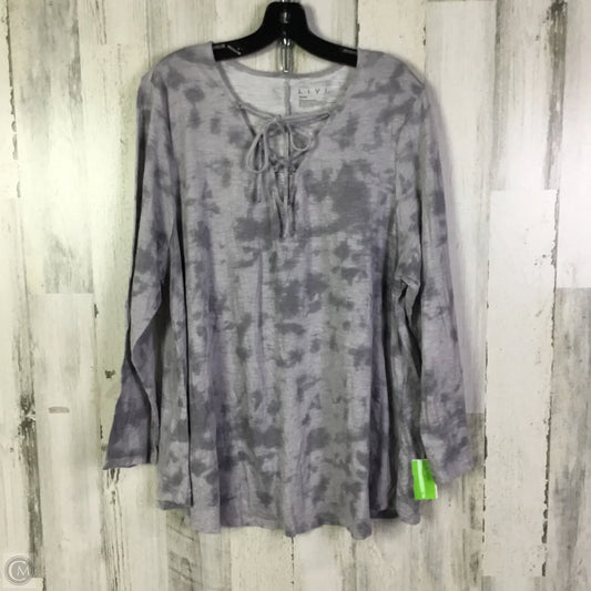 Top 3/4 Sleeve Basic By Livi Active In Grey, Size: 2x