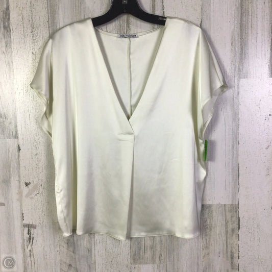Blouse Short Sleeve By Zara In Cream, Size: S