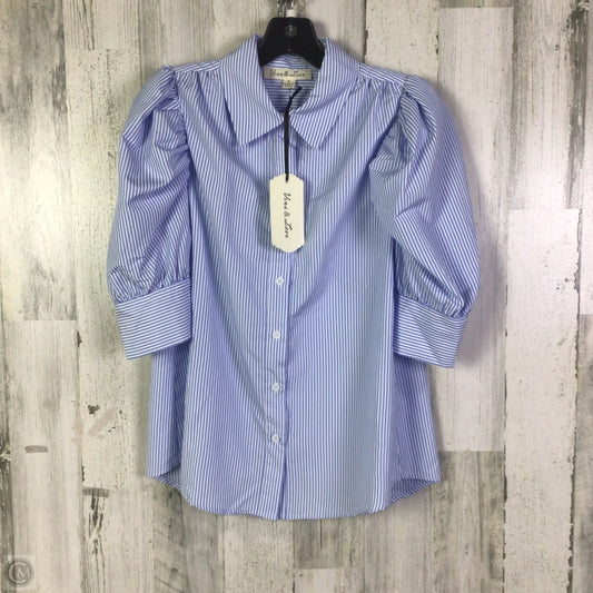 Top Short Sleeve By Vine & Love In Blue & White, Size: S