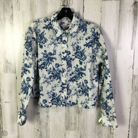 Top Long Sleeve By Gap In Blue & Cream, Size: Xs