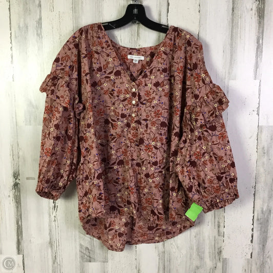 Top 3/4 Sleeve By Free Assembly In Mauve, Size: 3x