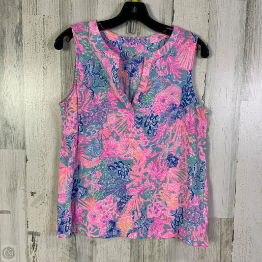 Top Sleeveless Designer By Lilly Pulitzer In Blue & Pink, Size: L