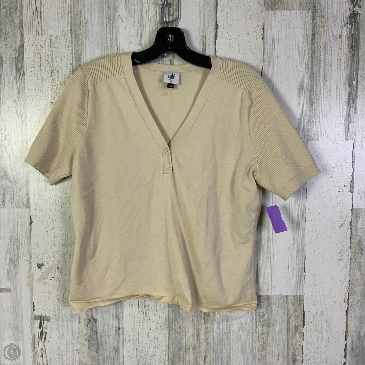 Top Short Sleeve By Cabi In Beige, Size: M
