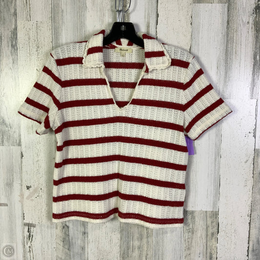 Top Short Sleeve By Madewell In Red & White, Size: S