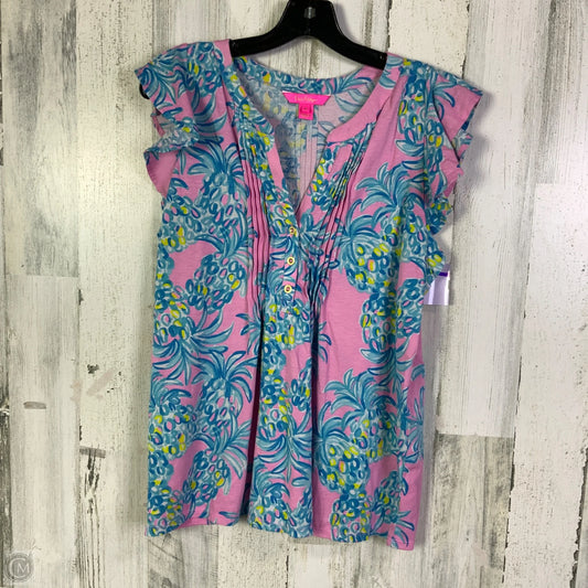 Top Sleeveless Designer By Lilly Pulitzer In Blue & Pink, Size: M