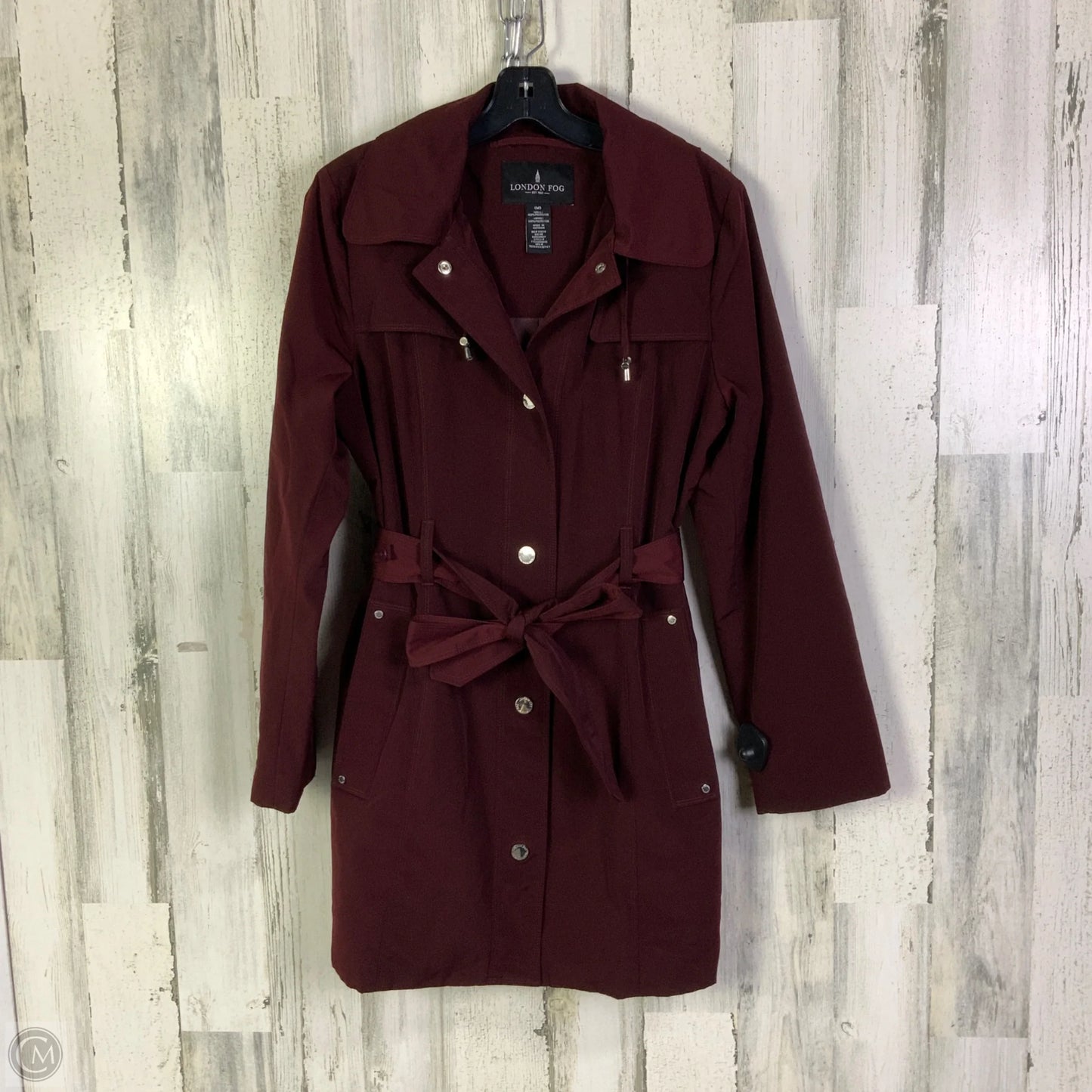 Coat Raincoat By London Fog In Maroon, Size: M