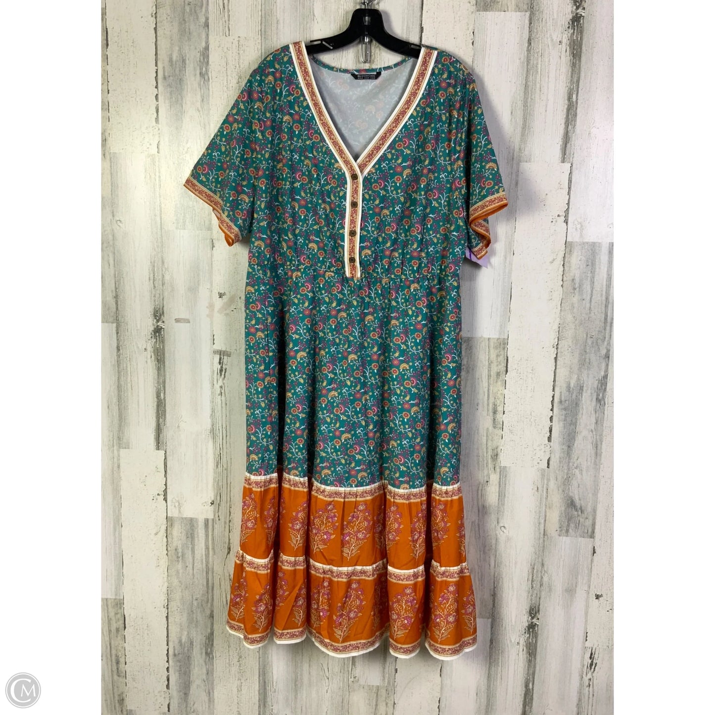 Dress Casual Midi By Bloomchic In Blue & Orange, Size: 1x