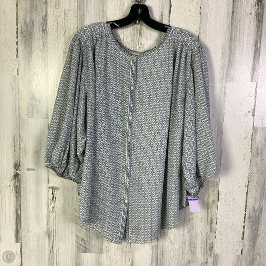 Blouse Short Sleeve By Max Studio In Blue & Cream, Size: 3x