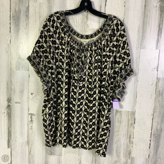 Top Short Sleeve By Max Studio In Black & Tan, Size: 3x