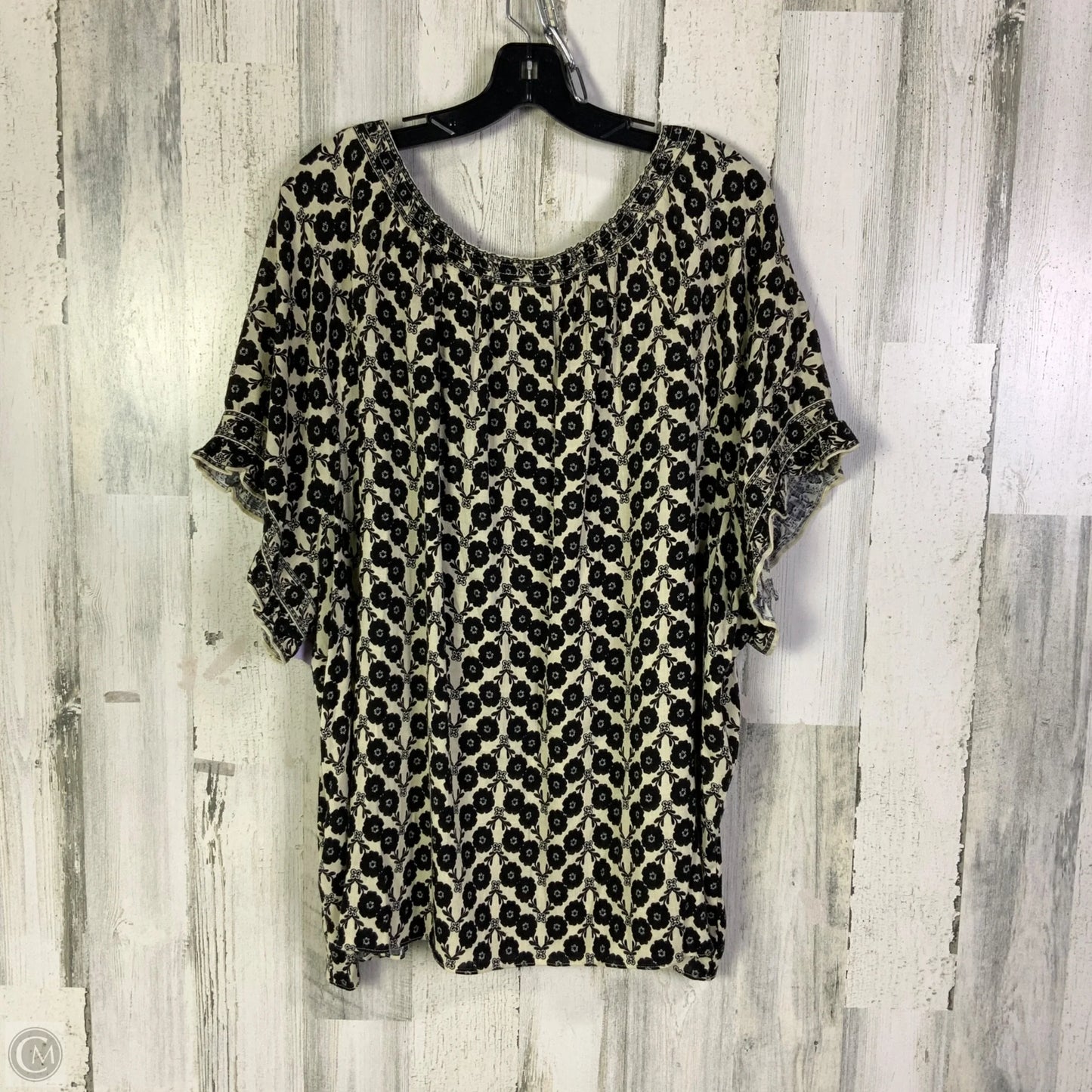 Top Short Sleeve By Max Studio In Black & Tan, Size: 3x