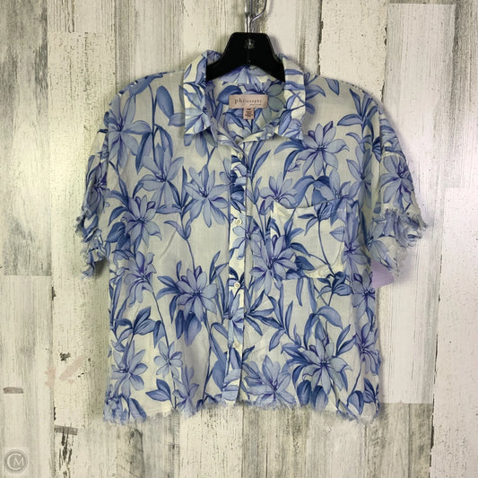 Top Short Sleeve By Philosophy In Blue & White, Size: M