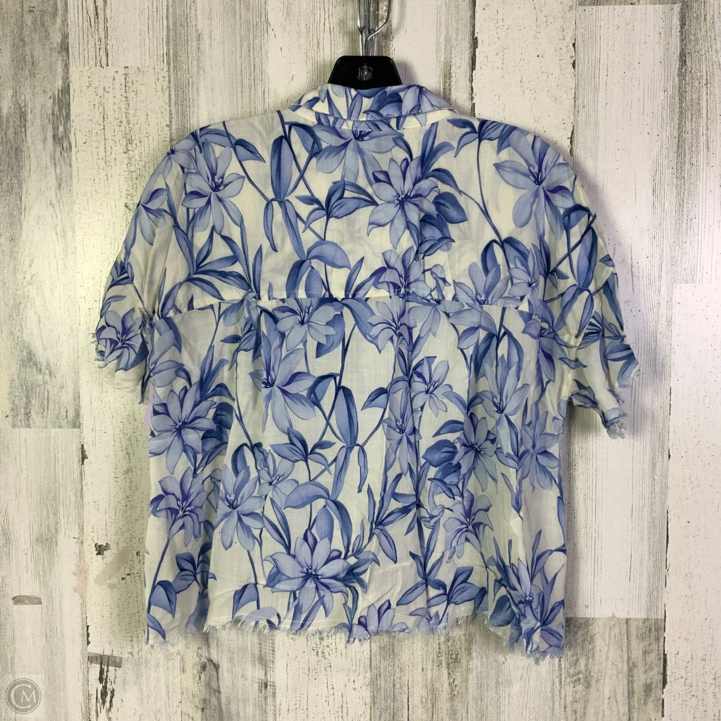 Top Short Sleeve By Philosophy In Blue & White, Size: M