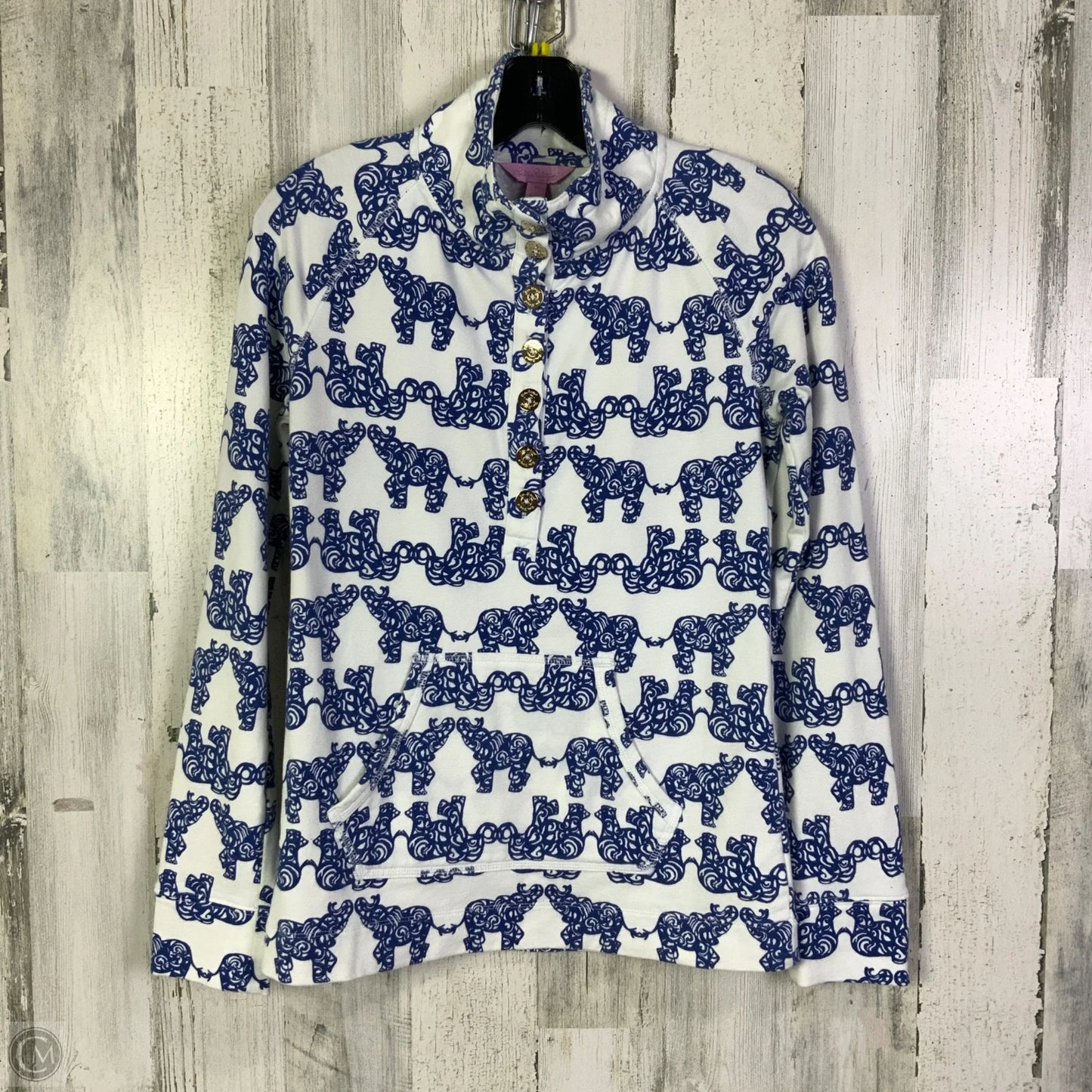 Top Long Sleeve Designer By Lilly Pulitzer In Blue & White, Size: Xs