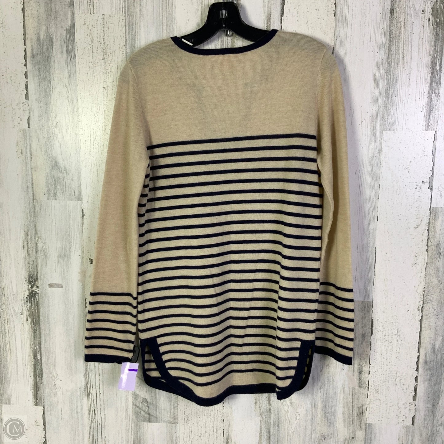 Sweater Designer By Tory Burch In Blue & Tan, Size: S