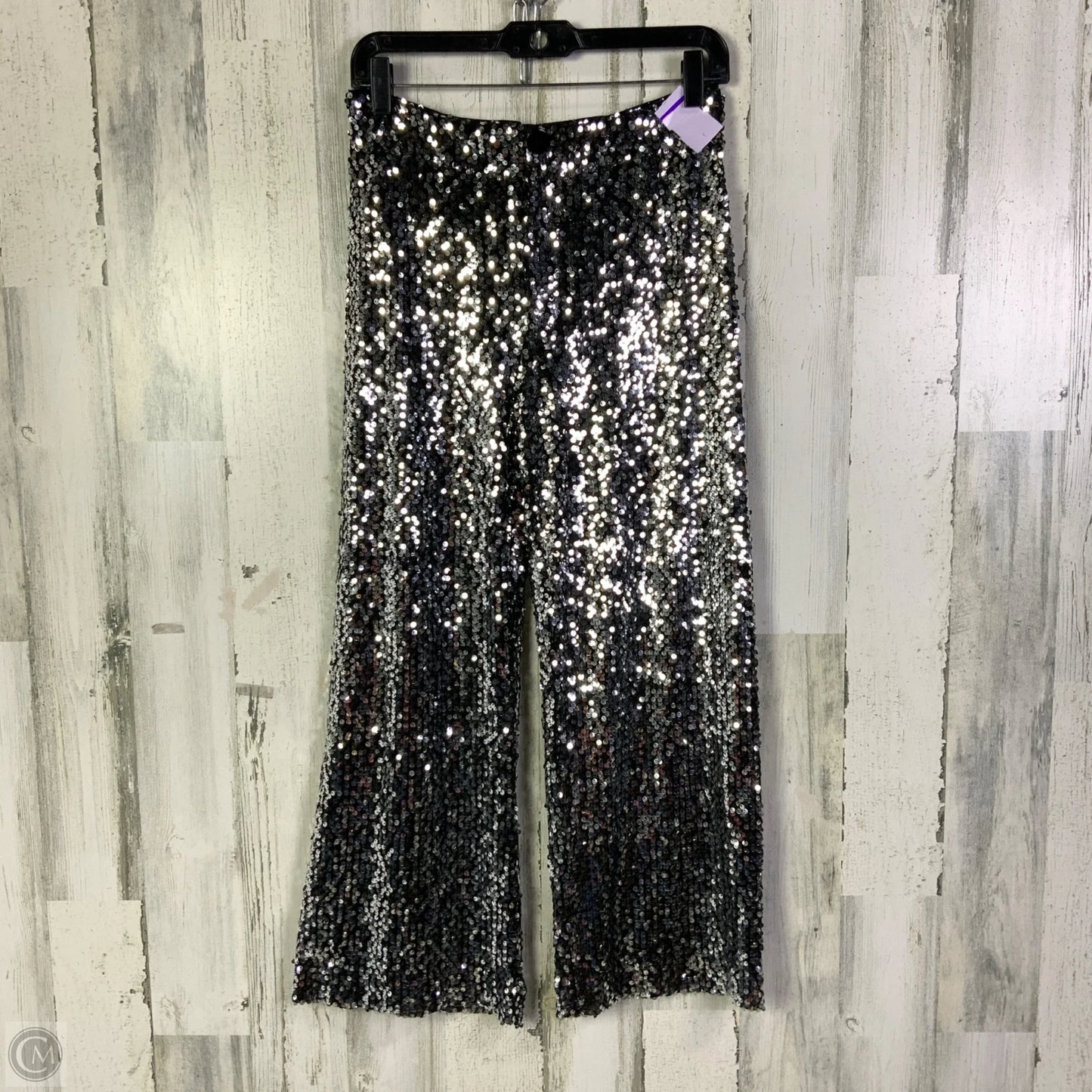 Pants Cropped By Maeve In Black & Silver, Size: 2