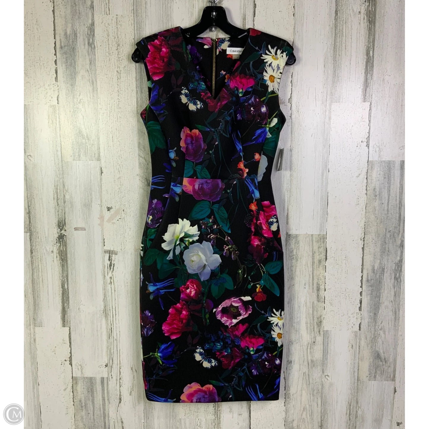 Dress Work By Calvin Klein In Black & Orange, Size: S