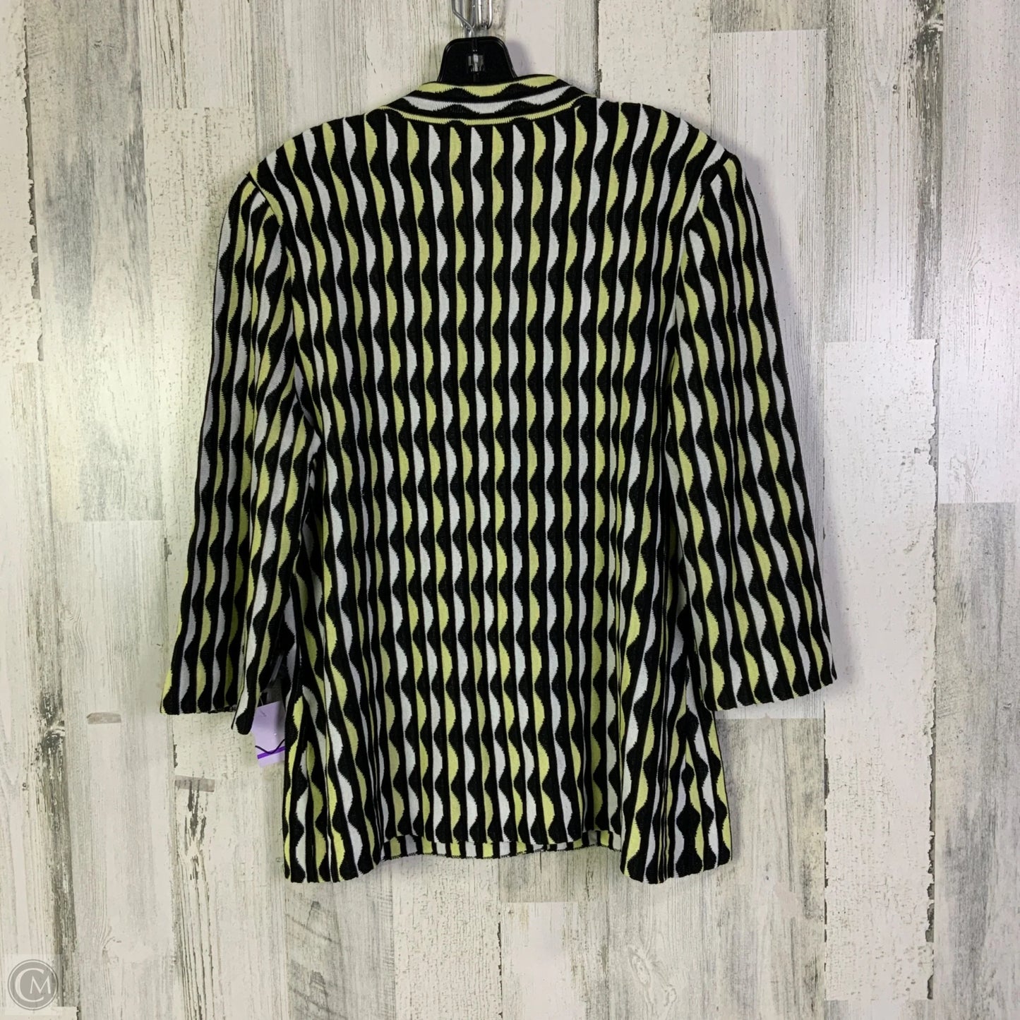 Cardigan By Ming Wang In Black & Yellow, Size: Xl