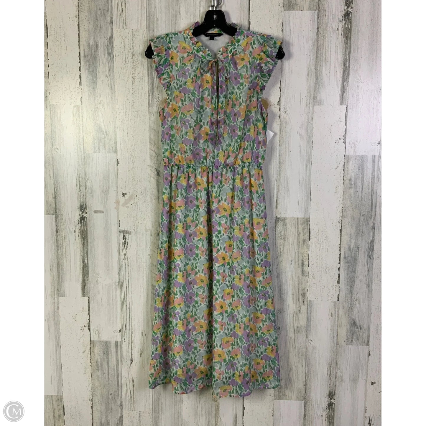 Dress Casual Midi By Banana Republic In Green & Purple, Size: S
