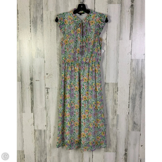 Dress Casual Midi By Banana Republic In Green & Purple, Size: S