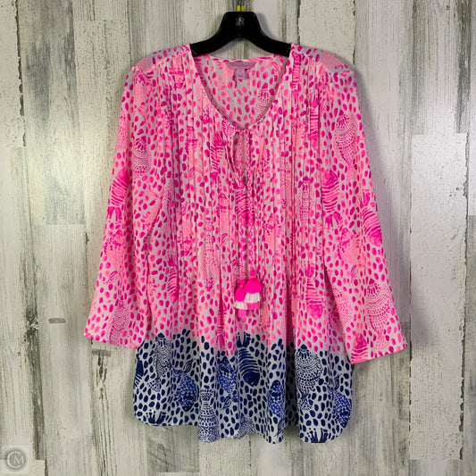 Blouse Designer By Lilly Pulitzer In Pink & White, Size: M