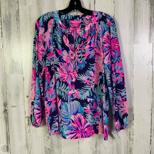 Blouse Designer By Lilly Pulitzer In Blue & Pink, Size: S