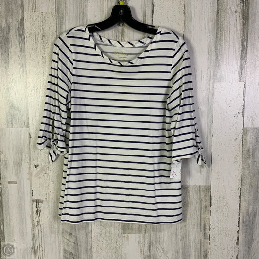 Top Short Sleeve Designer By Lilly Pulitzer In Blue & White, Size: M