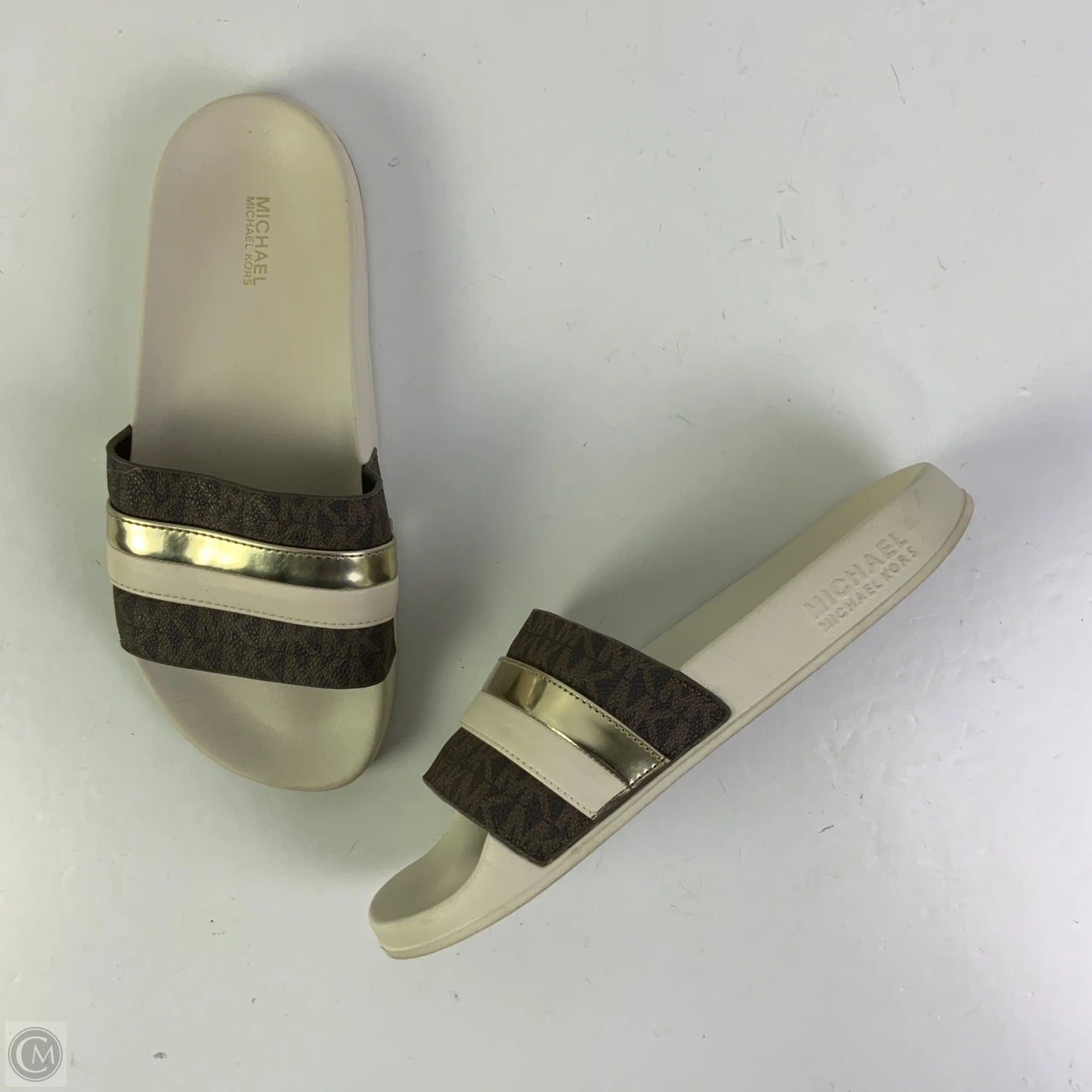 Sandals Flats By Michael By Michael Kors In Brown & Cream, Size: 8