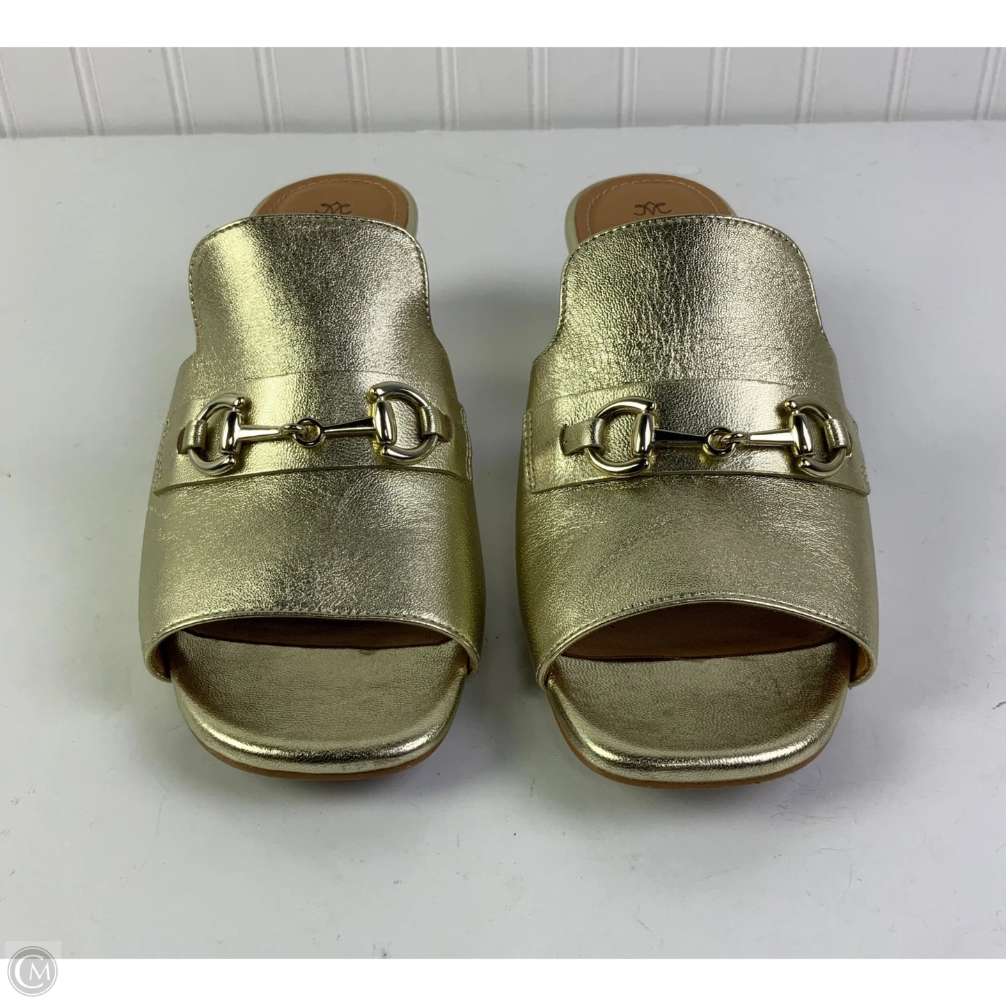 Sandals Heels Block By Johnston & Murphy In Gold, Size: 9.5