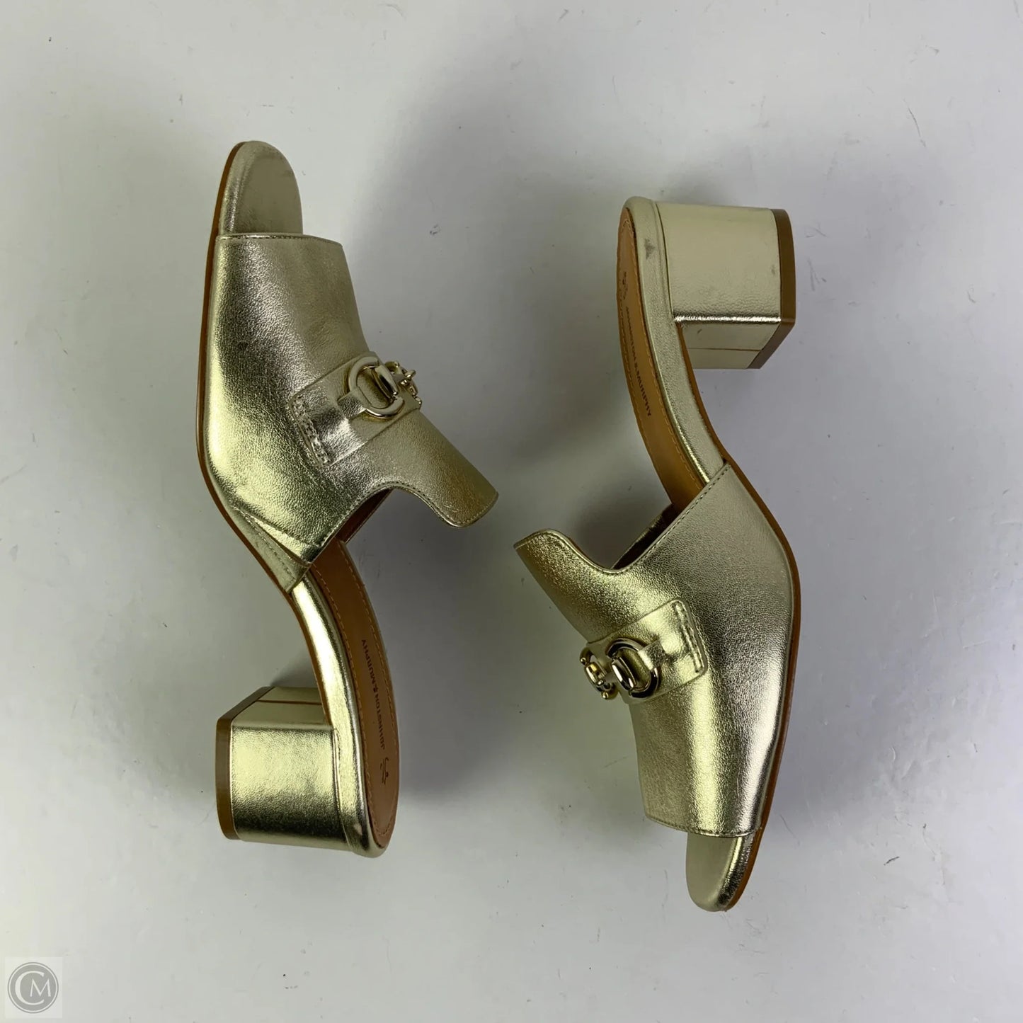 Sandals Heels Block By Johnston & Murphy In Gold, Size: 9.5