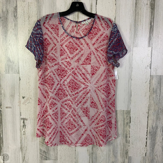Blouse Short Sleeve By Cabi In Blue & Red & White, Size: M
