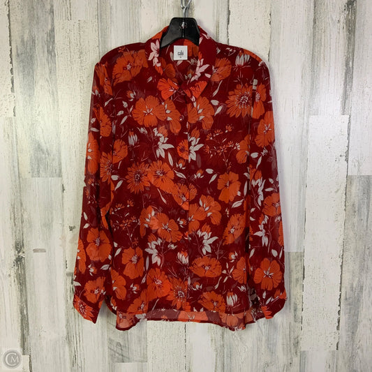 Blouse Long Sleeve By Cabi In Orange & Red, Size: M