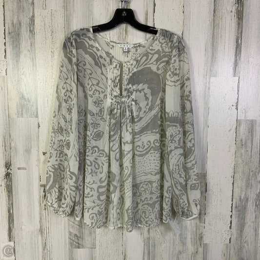 Blouse Long Sleeve By Cabi In Green & White, Size: M