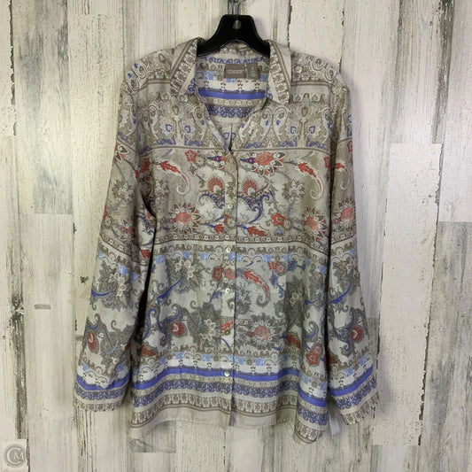Top Long Sleeve By Chicos In Taupe, Size: Xl