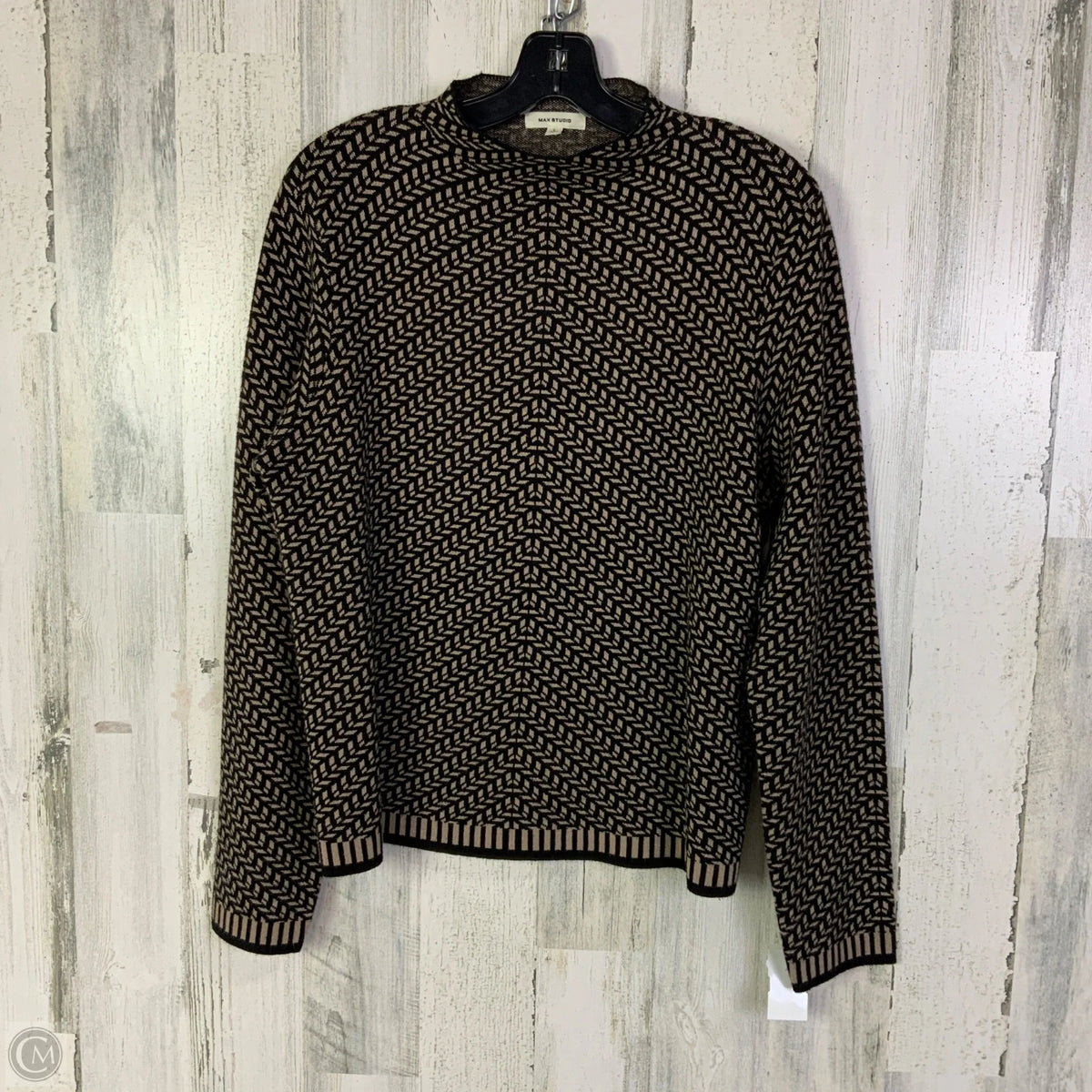 Sweater By Max Studio In Black & Tan, Size: L