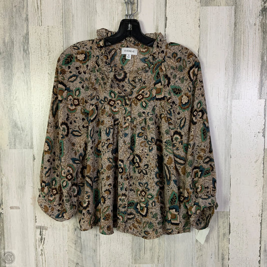 Blouse 3/4 Sleeve By Evereve In Brown & Green, Size: M