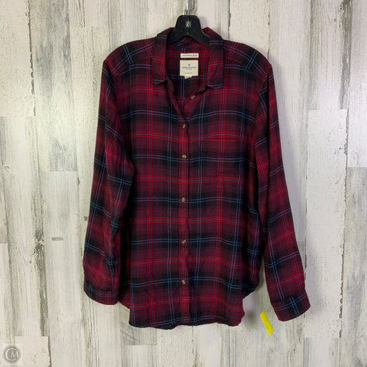 Top Long Sleeve By American Eagle In Blue & Red, Size: Xl