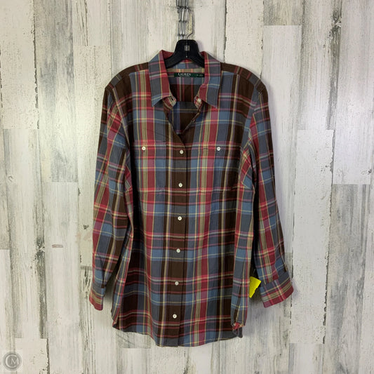 Top Long Sleeve By Lauren By Ralph Lauren In Blue & Brown, Size: 1x