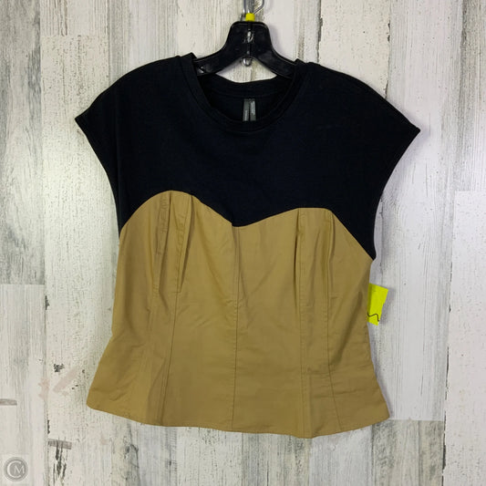 Top Short Sleeve By Anthropologie In Black & Tan, Size: M