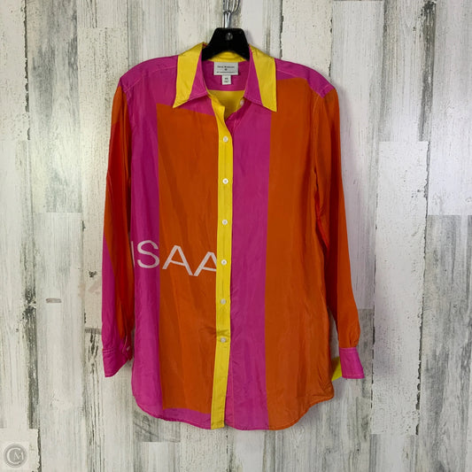 Blouse Long Sleeve By Isaac Mizrahi Target In Orange & Pink, Size: Xs