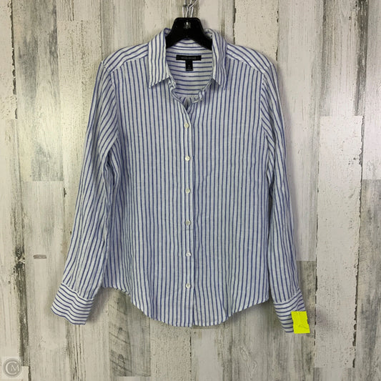 Top Long Sleeve By Banana Republic In Blue & White, Size: Xs
