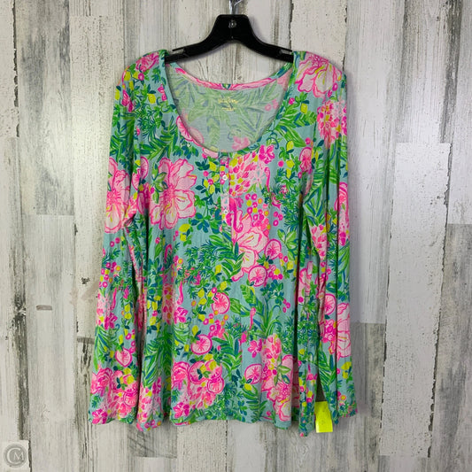 Top Long Sleeve Designer By Lilly Pulitzer In Blue & Pink, Size: Xl