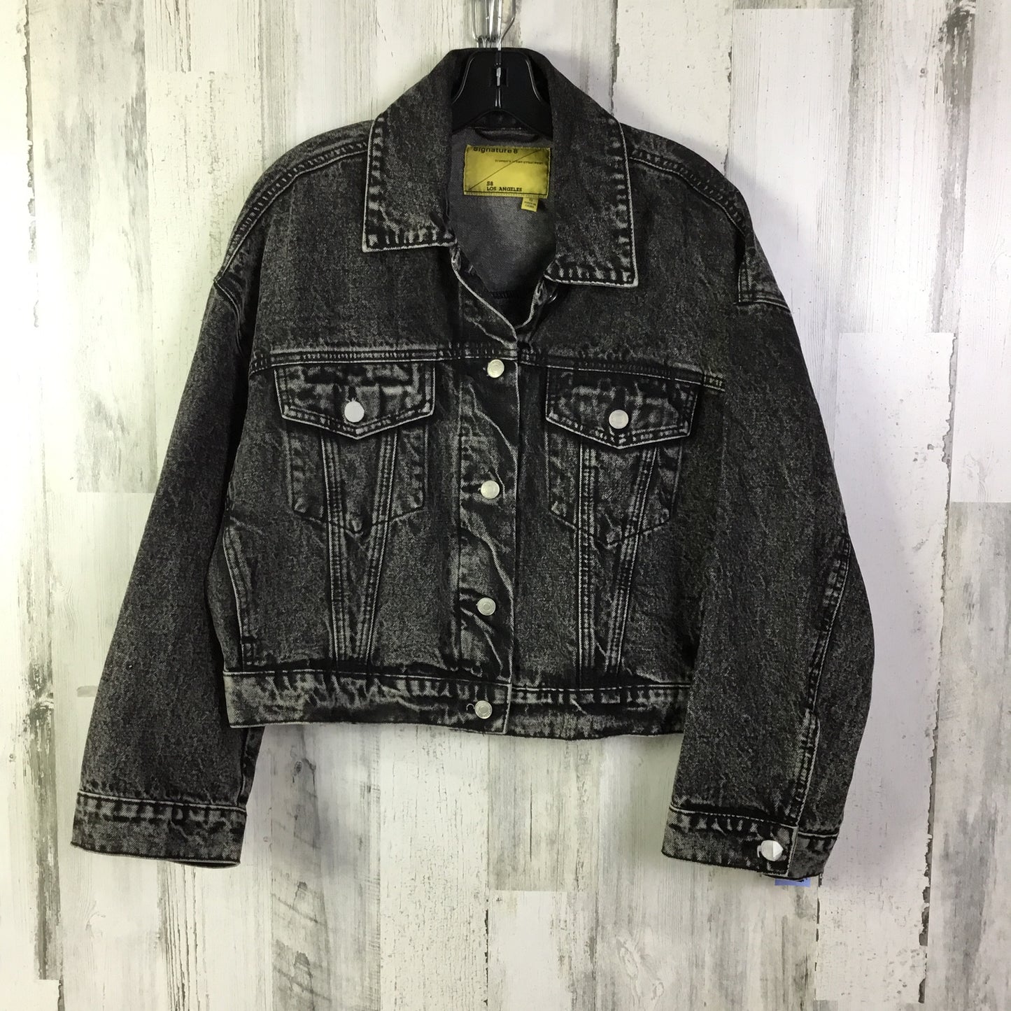 Jacket Denim By Clothes Mentor In Black Denim, Size: S