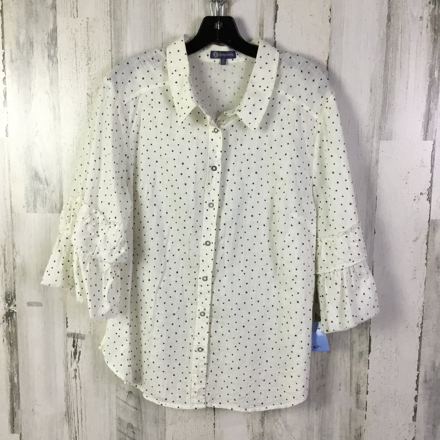 Blouse 3/4 Sleeve By Democracy In White, Size: L