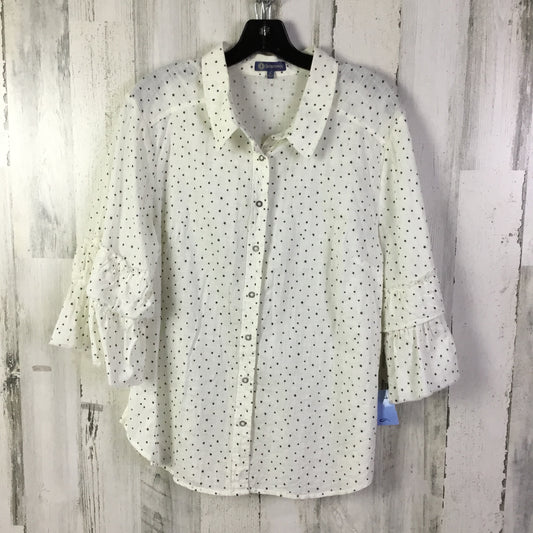 Blouse 3/4 Sleeve By Democracy In White, Size: L