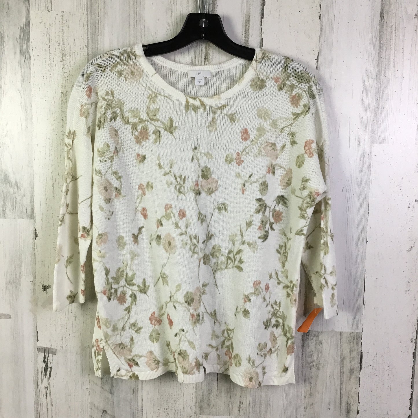 Top 3/4 Sleeve By J. Jill In Cream & Green, Size: S