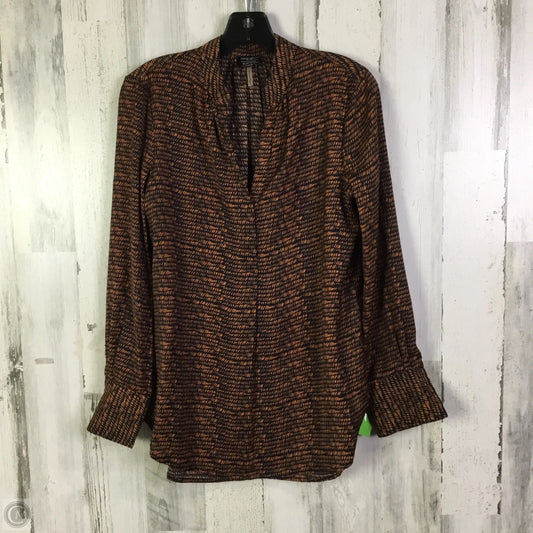 Blouse Long Sleeve By Evereve In Black & Orange, Size: Xs