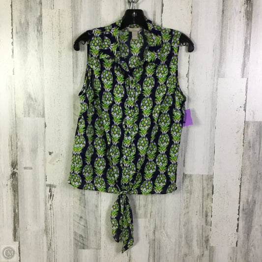 Blouse Sleeveless By Banana Republic In Blue & Green, Size: S