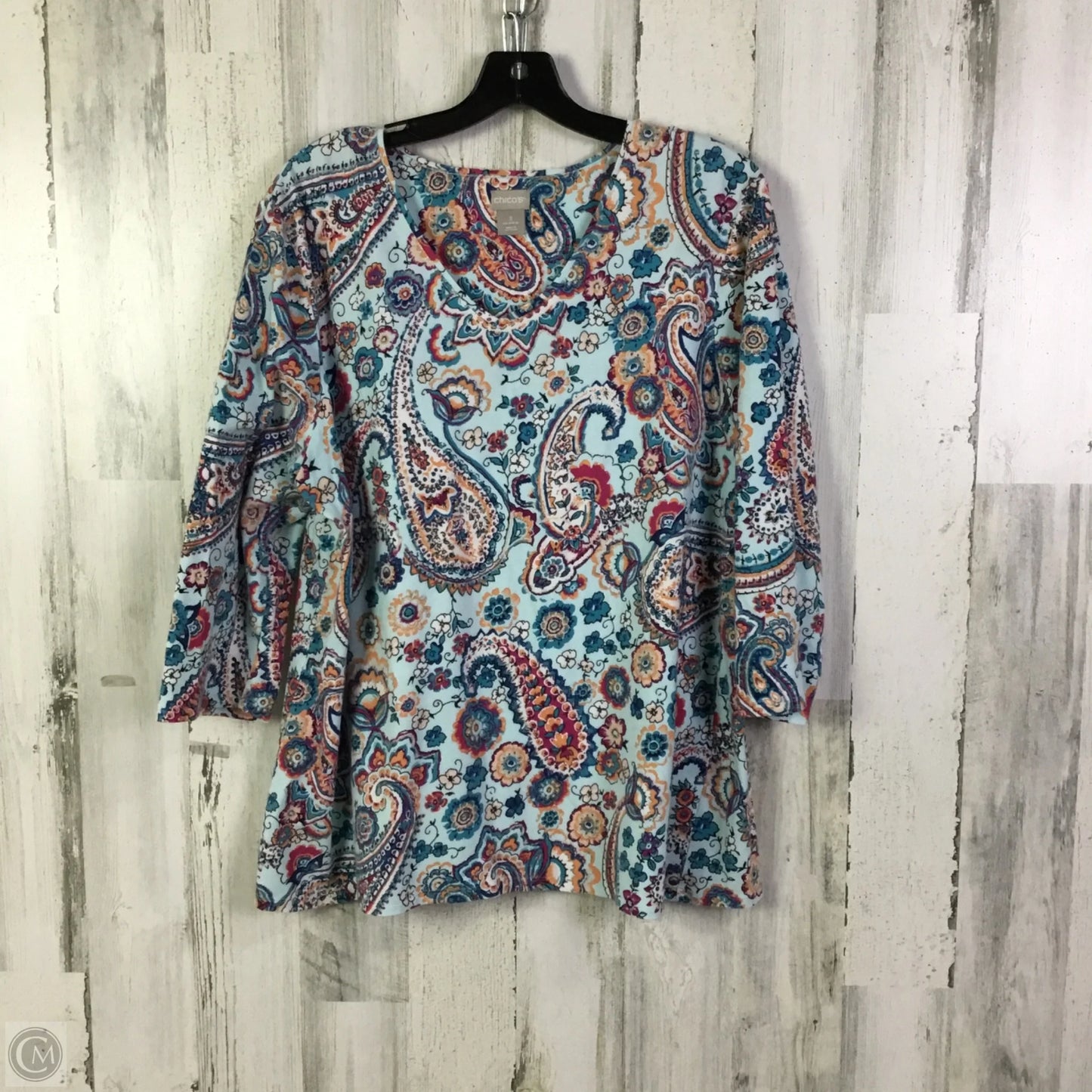 Top 3/4 Sleeve Basic By Chicos In Blue, Size: Xl