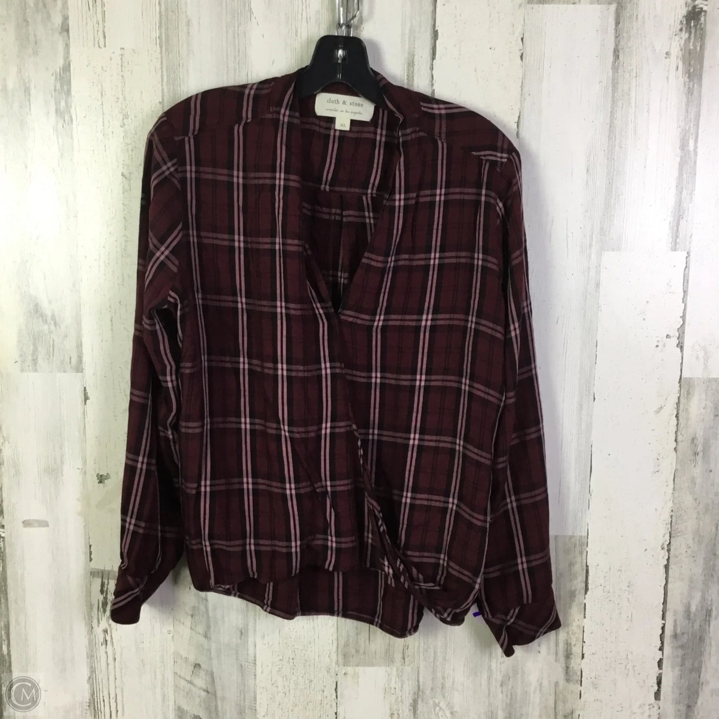 Top Long Sleeve By Cloth & Stone In Maroon, Size: Xl