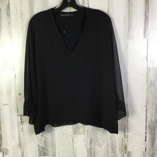 Blouse 3/4 Sleeve By Zara Women In Black, Size: L